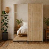 Wyld Haus Bordeaux 180cm Sliding Door Wardrobe Natural Oak White Mirror Effect