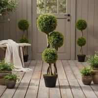 Wyld Haus Set of 2 Light Green Artificial Boxwood Ball Topiary Trees in Pots