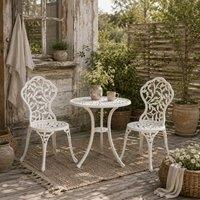 Wyld Haus Karipa Cast Aluminium White 3 Piece Floral Bistro Dining Set