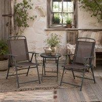 Wyld Haus 3 Piece Brown Folding Garden Seating Set 2 Mesh Chairs Table