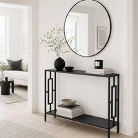 Wyld Haus Comi 106cm Narrow Industrial Console Table Grey Shelves Metal Frame