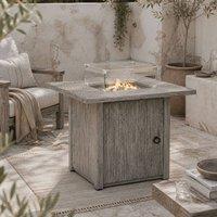 Wyld Haus Steel Grey Square Outdoor Gas Fire Pit Table with Glass Screen Cover