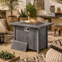 Wyld Haus Rectangular Dark Grey Steel Gas Fire Pit Table with Glass Guard Cover