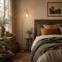 Wyld Haus Lamittu Gold Tone Metal Floor Lamp with Textured Glass Shade