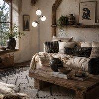 Wyld Haus Dorizi 3 Light Black Metal Floor Lamp with Globe Glass Shades