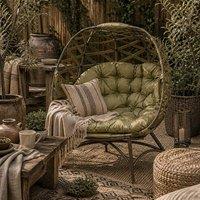 Wyld Haus Khaki 2 Seater Folding Egg Chair with Cushions & Cup Holders