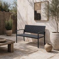 Wyld Haus Vasu Black Rattan 2 Seater Outdoor Garden Bench Armrests