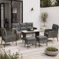Wyld Haus Lolu 7 Piece Mixed Grey Rattan Style Garden Sofa Set Cushions
