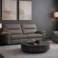Aspire Marlowe Real Leather Power Recliner 3 Seater Sofa with USB Charging in Grey