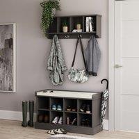GFW Kempton Shoe Bench + Wall Rack in Grey