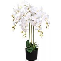 Leaf 85cm Artificial Deluxe Bush Orchid White