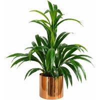 Leaf 65cm Artificial Bamboo Shrub with Brushed Copper Planter in Green