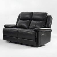 HOME LUXE INTERIOR Casper Black Leather 2 Seater Manual Recliner Sofa Comfort Seat | Size: 130 cm x 45 cm
