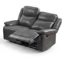 HOME LUXE INTERIOR Casper Grey Leather 2 Seater Manual Recliner Sofa Comfort Seat in Dark Grey | Size: 120 cm x 100 cm