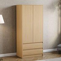 HD Designs Denver 2 Door Wardrobe With Drawers MDF in Light Brown