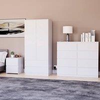 HD Designs Denver Bedroom Set (2 Dr Bedside, 8 Dr Chest, Wardrobe) in White