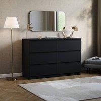HD Designs Modern 6 Drawer Chest of Drawers Bedroom Storage Unit in Black