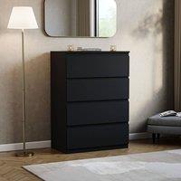 HD Designs Denver 4 Drawer Chest of Drawers Storage in Black
