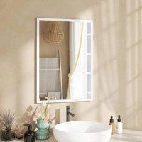 HOMCOM Wall-Mounted Bathroom Mirror, Decorative Rectangular, White | Size: Large
