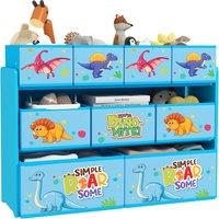 AIYAPLAY 3-Tier Toy Organiser Shelf with 9 Storage Boxes for Bedroom in Blue
