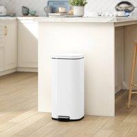 HOMCOM 30L Kitchen Bin, Pedal Bin with Lid, Removable Inner Bucket in White