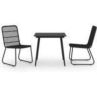 Berkfield Home 3 Piece Outdoor Dining Set Poly Rattan & Glass in Black