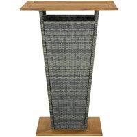 Berkfield Home Bar Table Grey 80x80x110 cm Poly Rattan & Solid Acacia Wood | Size: 80 x 80 x 110 cm