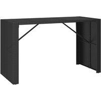 Berkfield Home Bar Table with Glass Top Black 185x80x110 cm Poly Rattan | Size: 185 x 80 x 110 cm