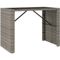 Berkfield Home Bar Table with Glass Top Grey 145x80x110 cm Poly Rattan | Size: 145 x 80 x 110 cm