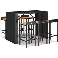 Berkfield Home 7 Piece Garden Bar Set Black Poly Rattan& Solid Wood Acacia