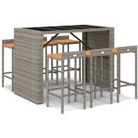Berkfield Home 7 Piece Garden Bar Set Grey Poly Rattan& Solid Wood Acacia
