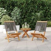 Berkfield Home Garden Chairs 2 pcs Grey Solid Wood Acacia & Polypropylene