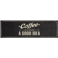 Berkfield Home Kitchen Rug Washable Coffee Text 45x150 cm Velvet in Black