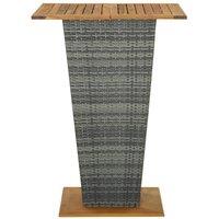 Berkfield Home Table Bar Table Grey 80x80x110 cm Poly Rattan & Solid Acacia Wood | Size: 80 x 80 x 110 cm