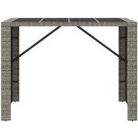 Berkfield Home Beautiful Bar Table with Glass Top Grey 145x80x110 cm Poly Rattan | Size: 145 x 80 x 110 cm