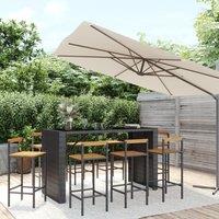 Berkfield Home 9 Piece Garden Bar Set Black Poly Rattan& Solid Wood Acacia