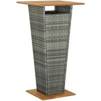 Berkfield Home Bar Table Grey 60x60x110 cm Poly Rattan & Solid Acacia Wood | Size: 60 x 60 x 110 cm