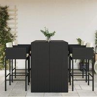 Berkfield Home 5 Piece Garden Bar Set with Cushions Black Poly Rattan
