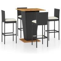 Berkfield Home 5 Piece Garden Bar Set with Cushions Poly Rattan Black