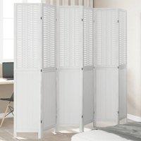 Berkfield Home Room Divider 6 Panels White Solid Wood Paulownia