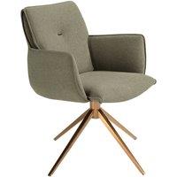 Angel Cerda Olive-Green Fabric Swivel Dining Chair in Green