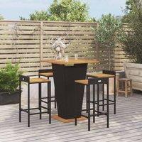Berkfield Home 5 Piece Garden Bar Set Black Poly Rattan&Solid Wood Acacia