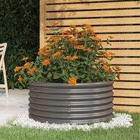 Berkfield Home Garden Planter Powder-coated Steel 80x80x36 cm Grey | Size: 80 x 80 x 36 cm