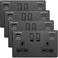 SPETLEK Matt Black Double 13A 2 Gang DP Switched Socket 4x | Size: 10000mm x 520mm