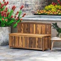 EONLION Wood Storage Bench for Patio Outdoor Garden Seating Brown | Size: 100 cm
