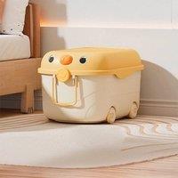 SPETLEK Plastic Storage Box With Building Blocks Lid Stackable yellow | Size: 500mm