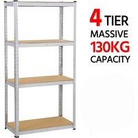 NESTLUNE 4 Tier Racking Shelf Heavy Duty Garage Shelving Storage in Silver | Size: 10000mm x 520mm