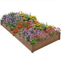 Kelvenix Wooden Raised Garden Bed in Dark Brown | Size: 100g
