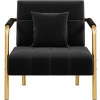 Kelvenix 75.5 cm W Velvet Accent Armchair with Cozy Pillow in Black | Size: 0.6m2