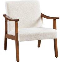 Kelvenix Mid-Century Modern Boucle Fabric Armchair in White | Size: 0.6m2